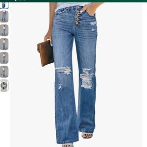 High Waisted Ripped Flare Jeans for Women Distressed Bell Bottom Jeans